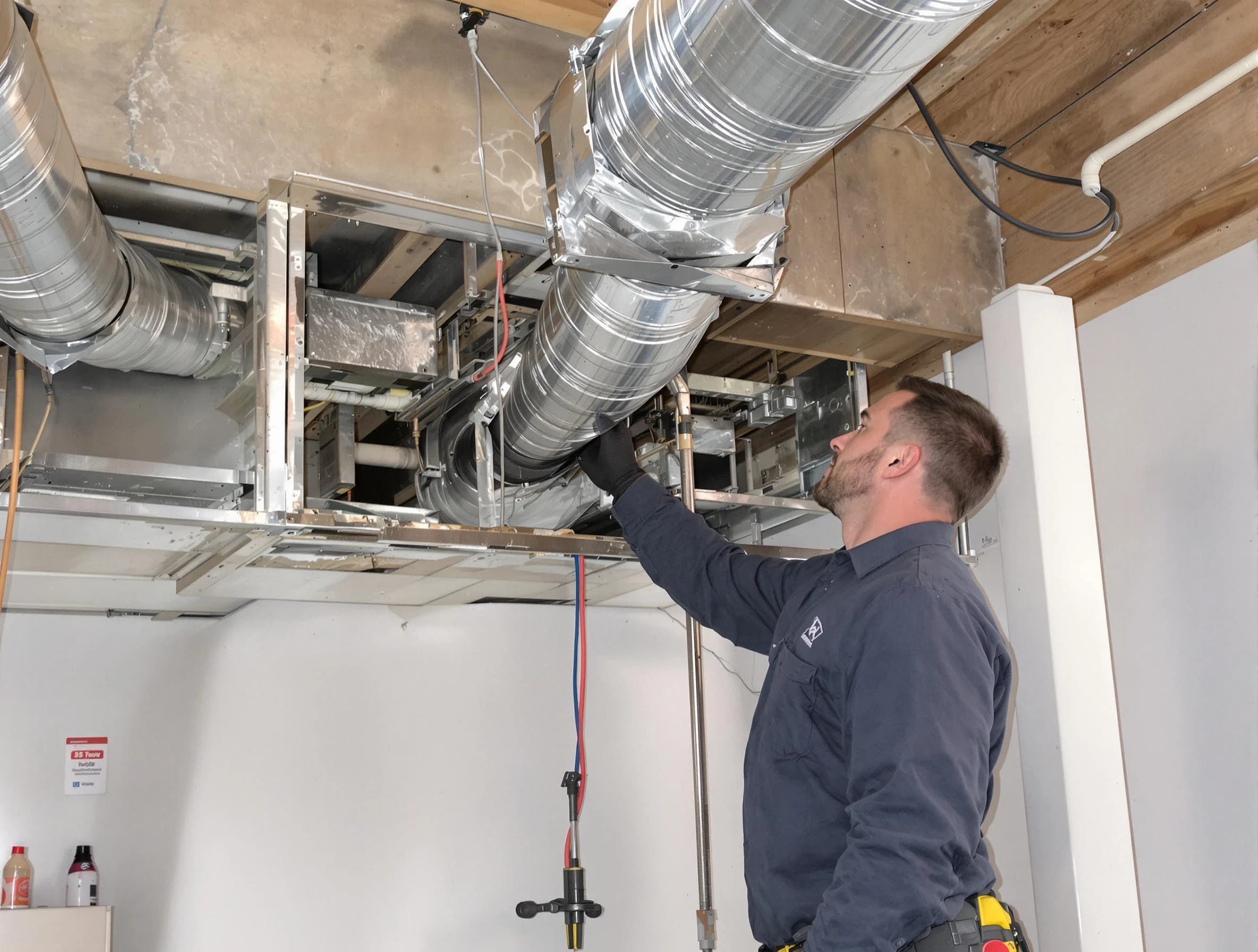 Mountain Park Air Duct Cleaning technician performing professional air duct repair using specialized tools in Mountain Park