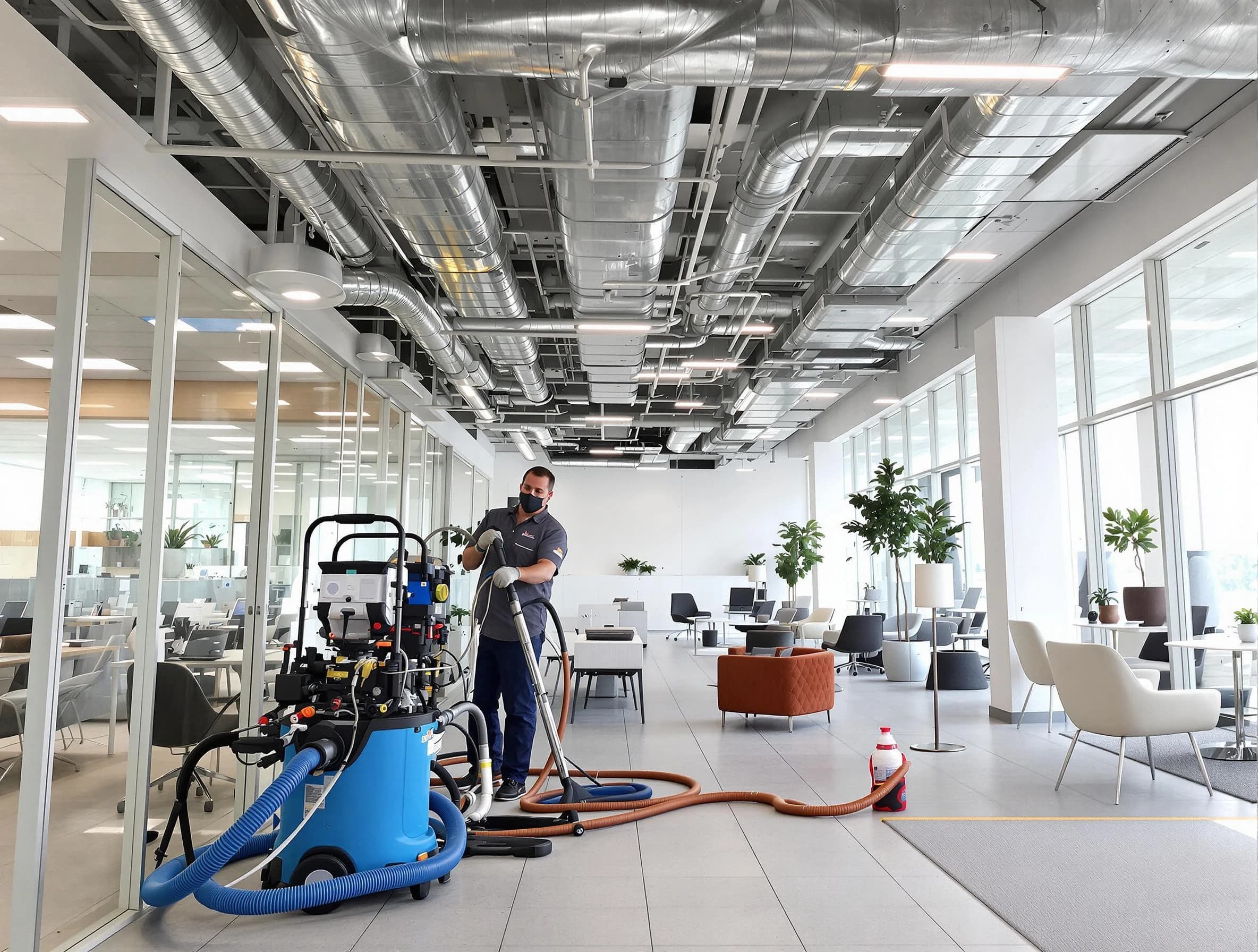 Mountain Park Air Duct Cleaning team conducting comprehensive commercial duct cleaning at a business location in Mountain Park