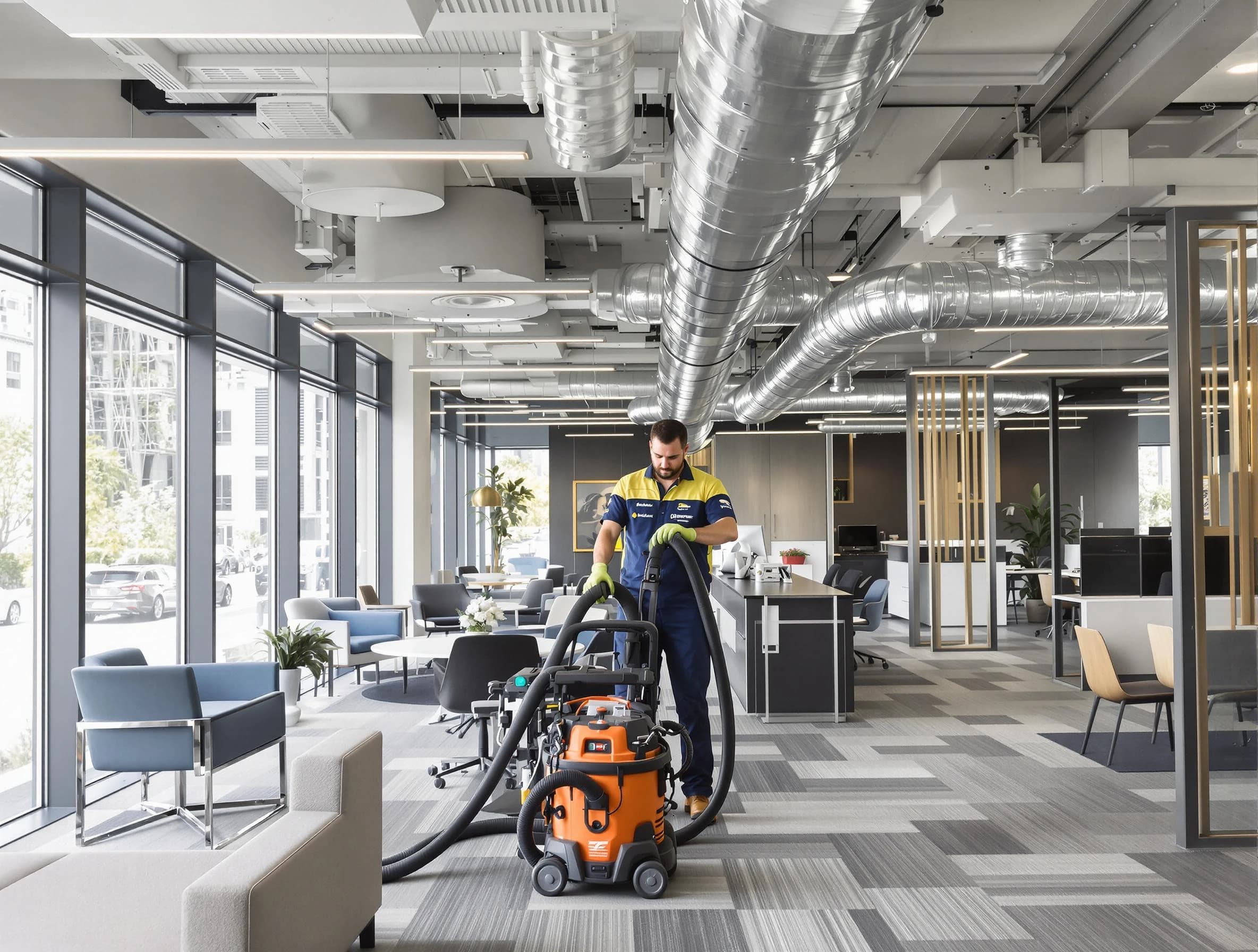 Mountain Park Air Duct Cleaning team performing thorough commercial duct cleaning at a Mountain Park business center